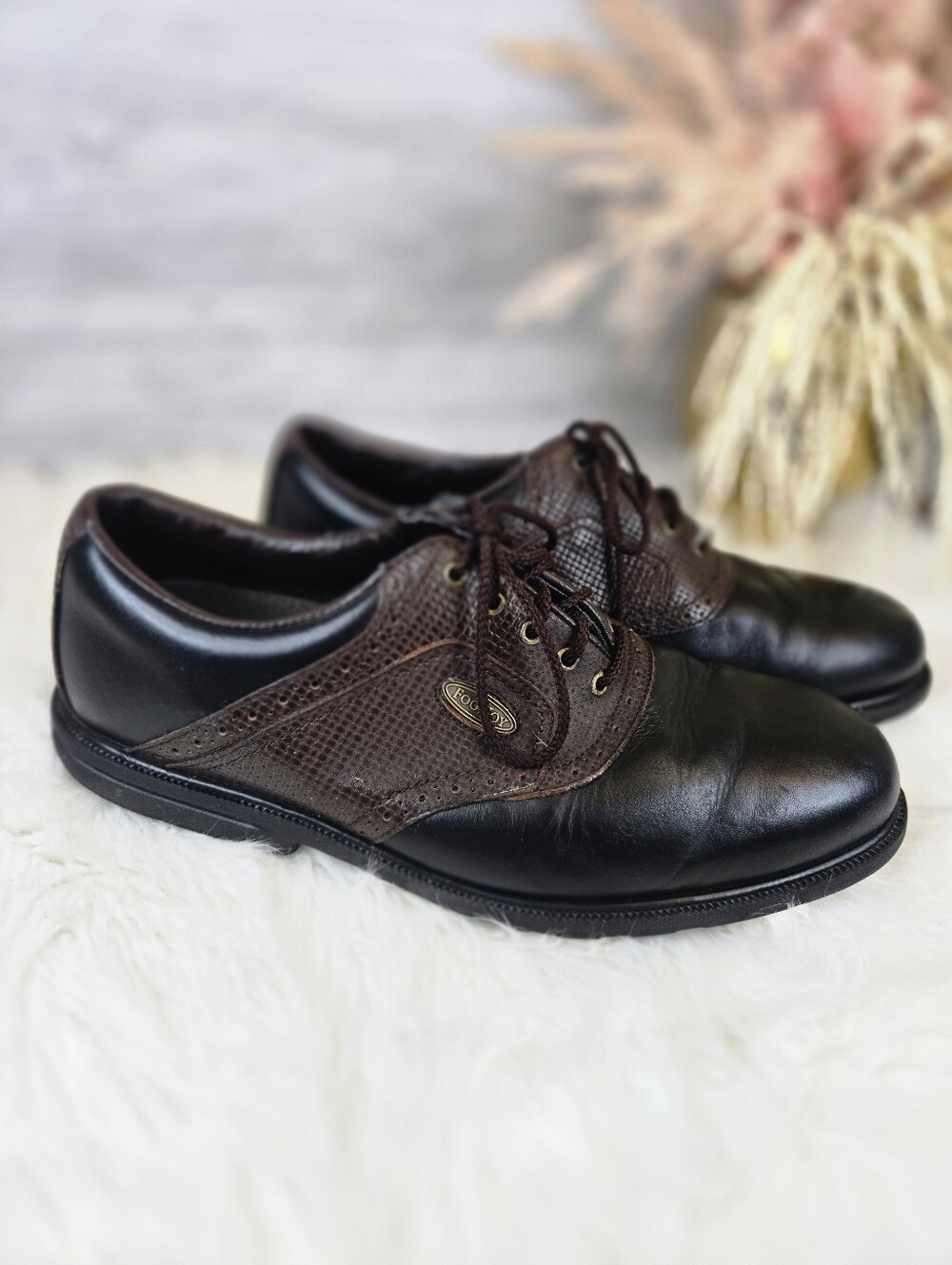 FootJoy Dryjoys Black And Brown Leather Mens Golf Shoes